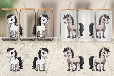 Glass Can Wrap Cute Horse Sublimation artnoy 