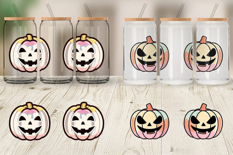 Glass Can Wrap Cute Jack o Lantern Sublimation artnoy 