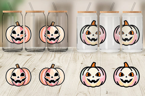 Glass Can Wrap Cute Jack o Lantern Sublimation artnoy 