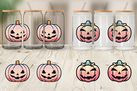 Glass Can Wrap Cute Jack o Lantern Sublimation artnoy 