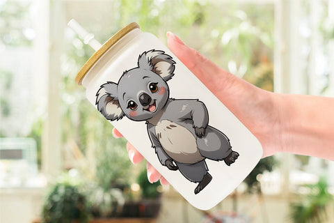 Glass Can Wrap Cute Koala Sublimation artnoy 