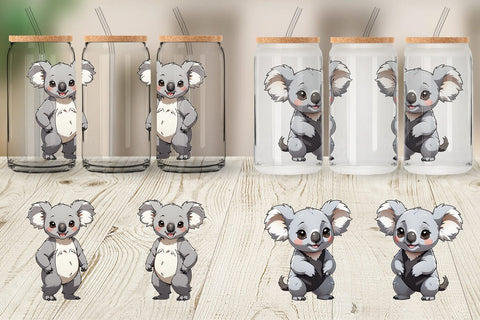 Glass Can Wrap Cute Koala Sublimation artnoy 