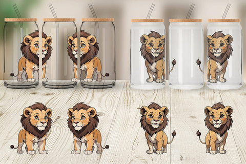 Glass Can Wrap Cute Lion Sublimation artnoy 