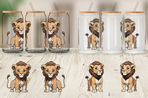 Glass Can Wrap Cute Lion Sublimation artnoy 
