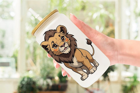 Glass Can Wrap Cute Lion Sublimation artnoy 