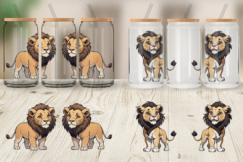 Glass Can Wrap Cute Lion Sublimation artnoy 
