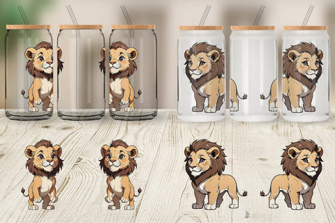 Glass Can Wrap Cute Lion Sublimation artnoy 