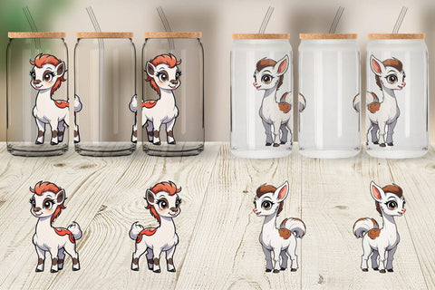 Glass Can Wrap Cute Llama Sublimation artnoy 