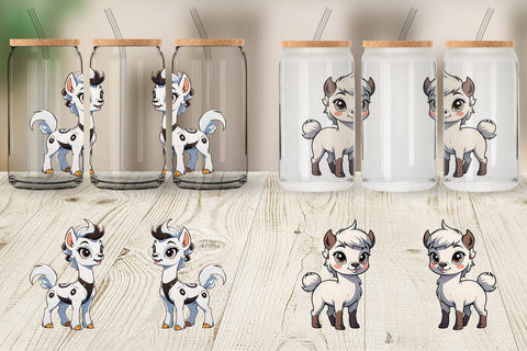 Glass Can Wrap Cute Llama Sublimation artnoy 