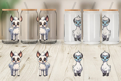 Glass Can Wrap Cute Llama Sublimation artnoy 