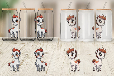 Glass Can Wrap Cute Llama Sublimation artnoy 