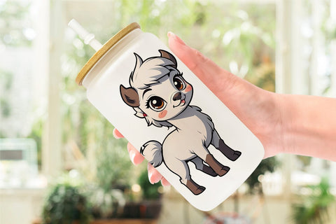 Glass Can Wrap Cute Llama Sublimation artnoy 