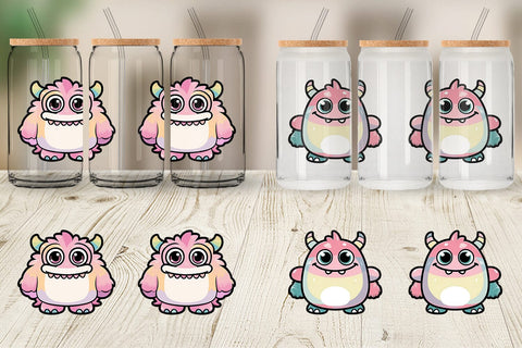 Glass Can Wrap Cute Monster Sublimation artnoy 