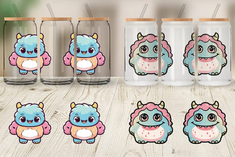 Glass Can Wrap Cute Monster Sublimation artnoy 