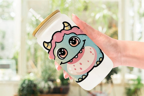 Glass Can Wrap Cute Monster Sublimation artnoy 