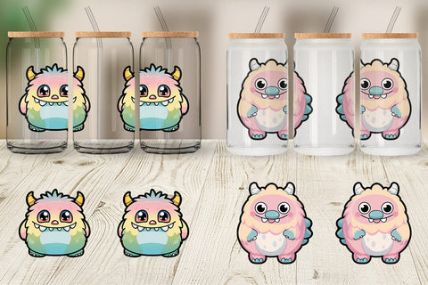 Glass Can Wrap Cute Monster Sublimation artnoy 