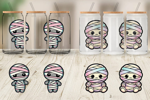 Glass Can Wrap Cute Mummy Sublimation artnoy 