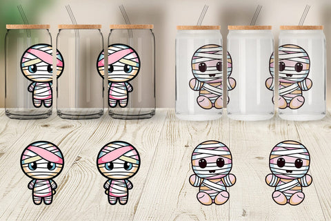 Glass Can Wrap Cute Mummy Sublimation artnoy 