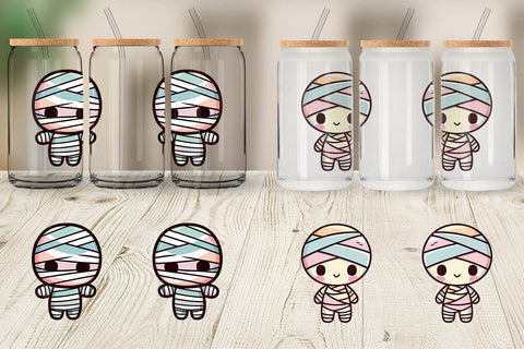 Glass Can Wrap Cute Mummy Sublimation artnoy 
