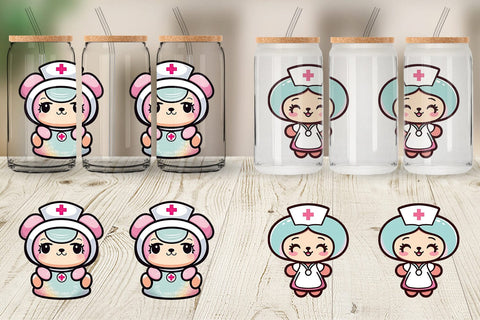 Glass Can Wrap Cute Nurse Sublimation artnoy 