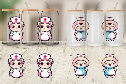 Glass Can Wrap Cute Nurse Sublimation artnoy 