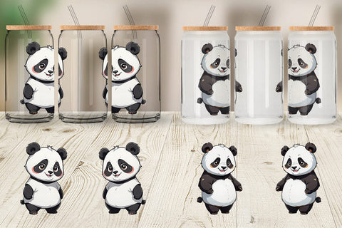 Glass Can Wrap Cute Panda Sublimation artnoy 