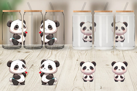 Glass Can Wrap Cute Panda Sublimation artnoy 