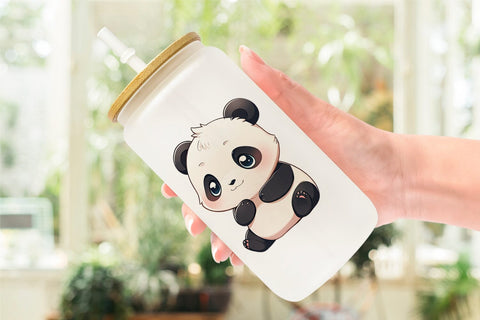 Glass Can Wrap Cute Panda Sublimation artnoy 