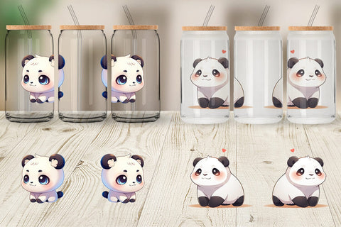 Glass Can Wrap Cute Panda Sublimation artnoy 