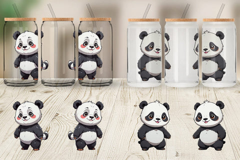 Glass Can Wrap Cute Panda Sublimation artnoy 