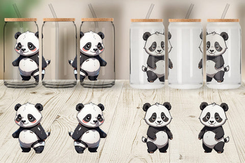 Glass Can Wrap Cute Panda Sublimation artnoy 
