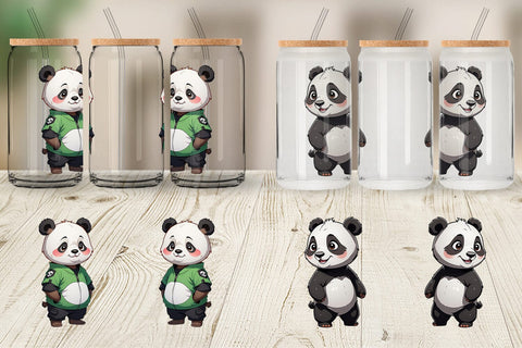 Glass Can Wrap Cute Panda Sublimation artnoy 