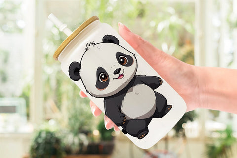 Glass Can Wrap Cute Panda Sublimation artnoy 