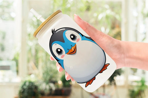 Glass Can Wrap Cute Penguin Sublimation artnoy 