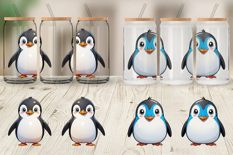 Glass Can Wrap Cute Penguin Sublimation artnoy 