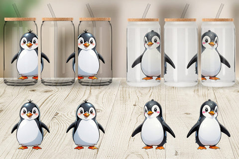 Glass Can Wrap Cute Penguin Sublimation artnoy 
