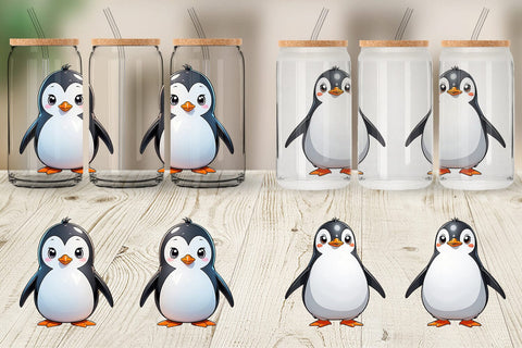 Glass Can Wrap Cute Penguin Sublimation artnoy 