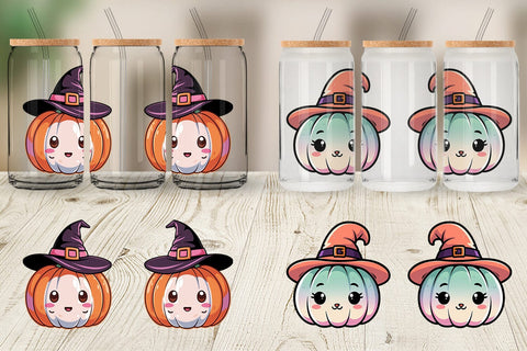 Glass Can Wrap Cute Pumpkin Sublimation artnoy 