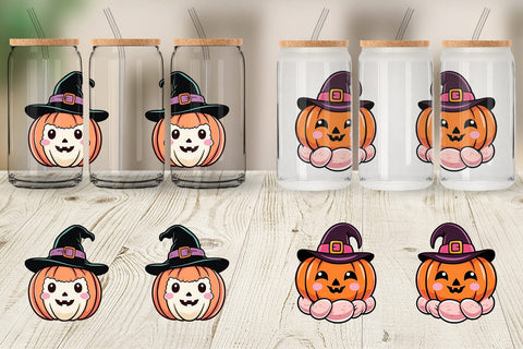 Glass Can Wrap Cute Pumpkin Sublimation artnoy 