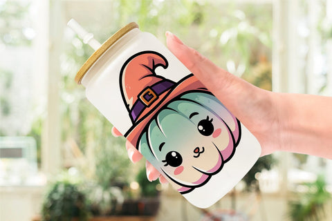 Glass Can Wrap Cute Pumpkin Sublimation artnoy 