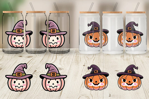 Glass Can Wrap Cute Pumpkin Sublimation artnoy 
