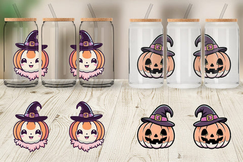 Glass Can Wrap Cute Pumpkin Sublimation artnoy 