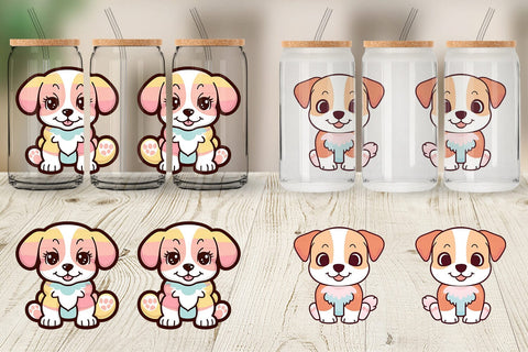 Glass Can Wrap Cute Puppy Sublimation artnoy 