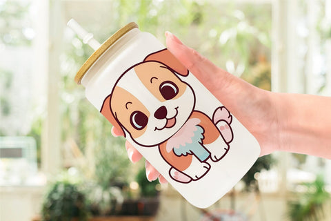 Glass Can Wrap Cute Puppy Sublimation artnoy 