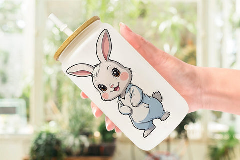 Glass Can Wrap Cute Rabbit Sublimation artnoy 