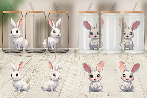 Glass Can Wrap Cute Rabbit Sublimation artnoy 