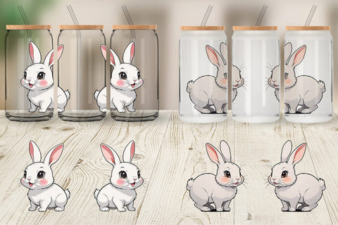 Glass Can Wrap Cute Rabbit Sublimation artnoy 