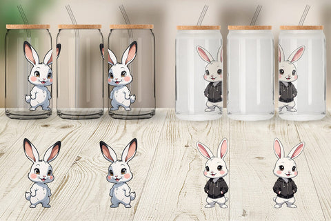 Glass Can Wrap Cute Rabbit Sublimation artnoy 
