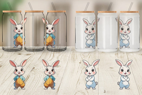 Glass Can Wrap Cute Rabbit Sublimation artnoy 