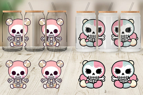 Glass Can Wrap Cute Skeleton Sublimation artnoy 